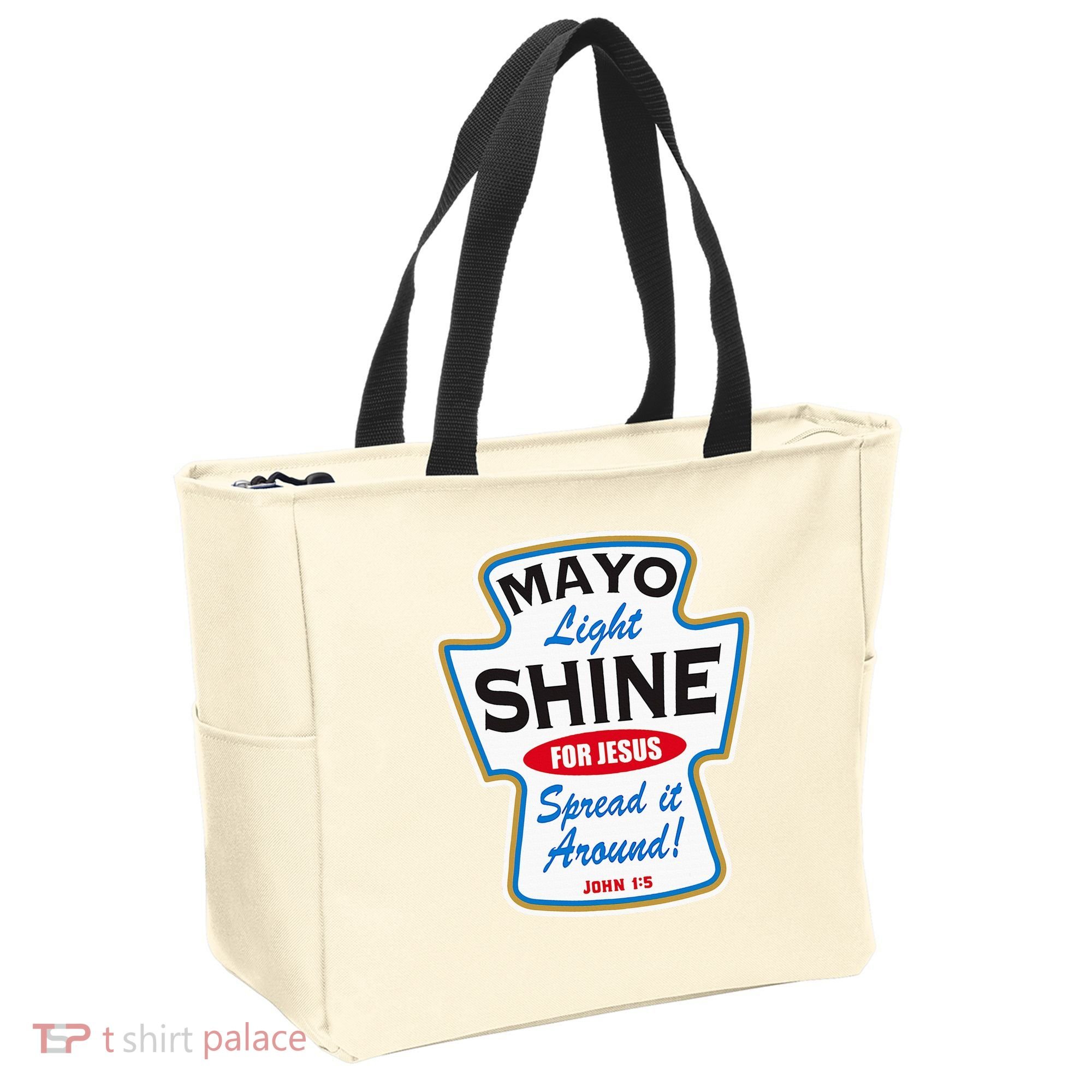 Mayo Light Shine Funny Christian Tote Bag
