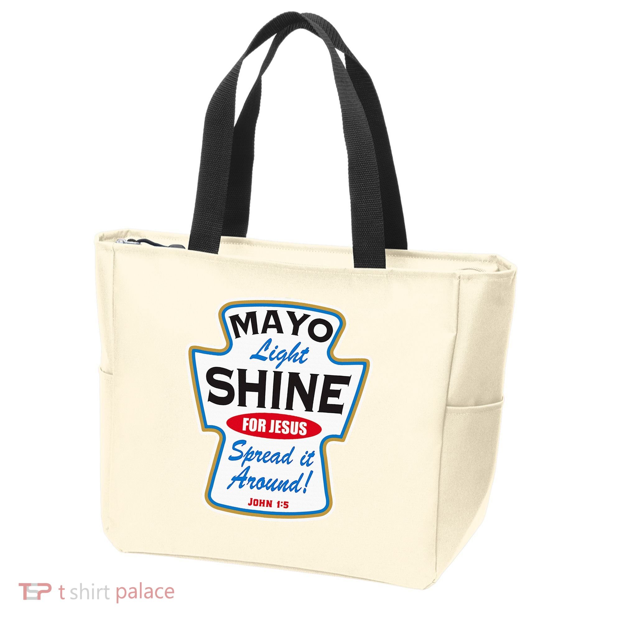 Mayo Light Shine Funny Christian Tote Bag