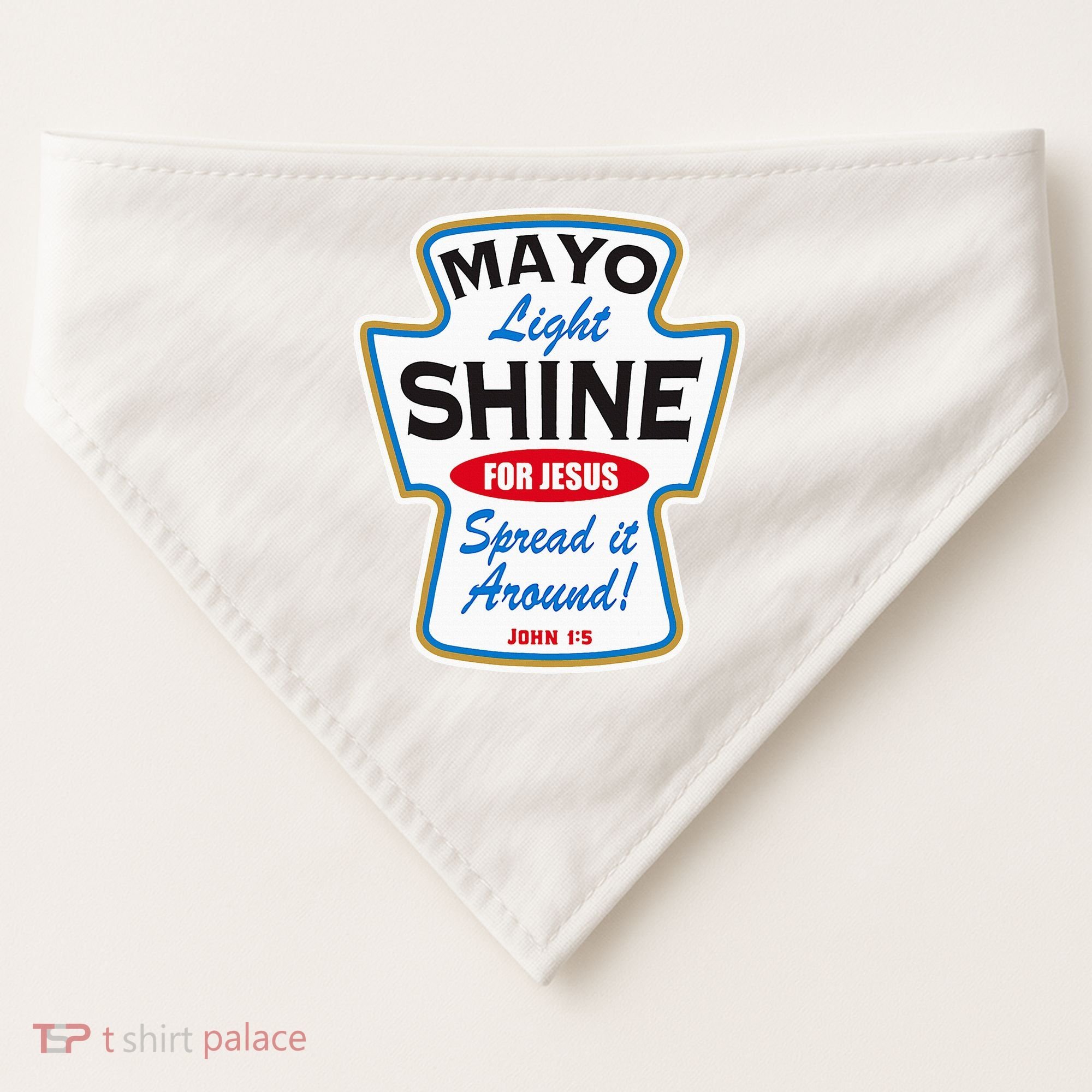 Mayo Light Shine Funny Christian USA-Made Doggie Bandana