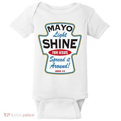 Mayo Light Shine Funny Christian Baby Bodysuit