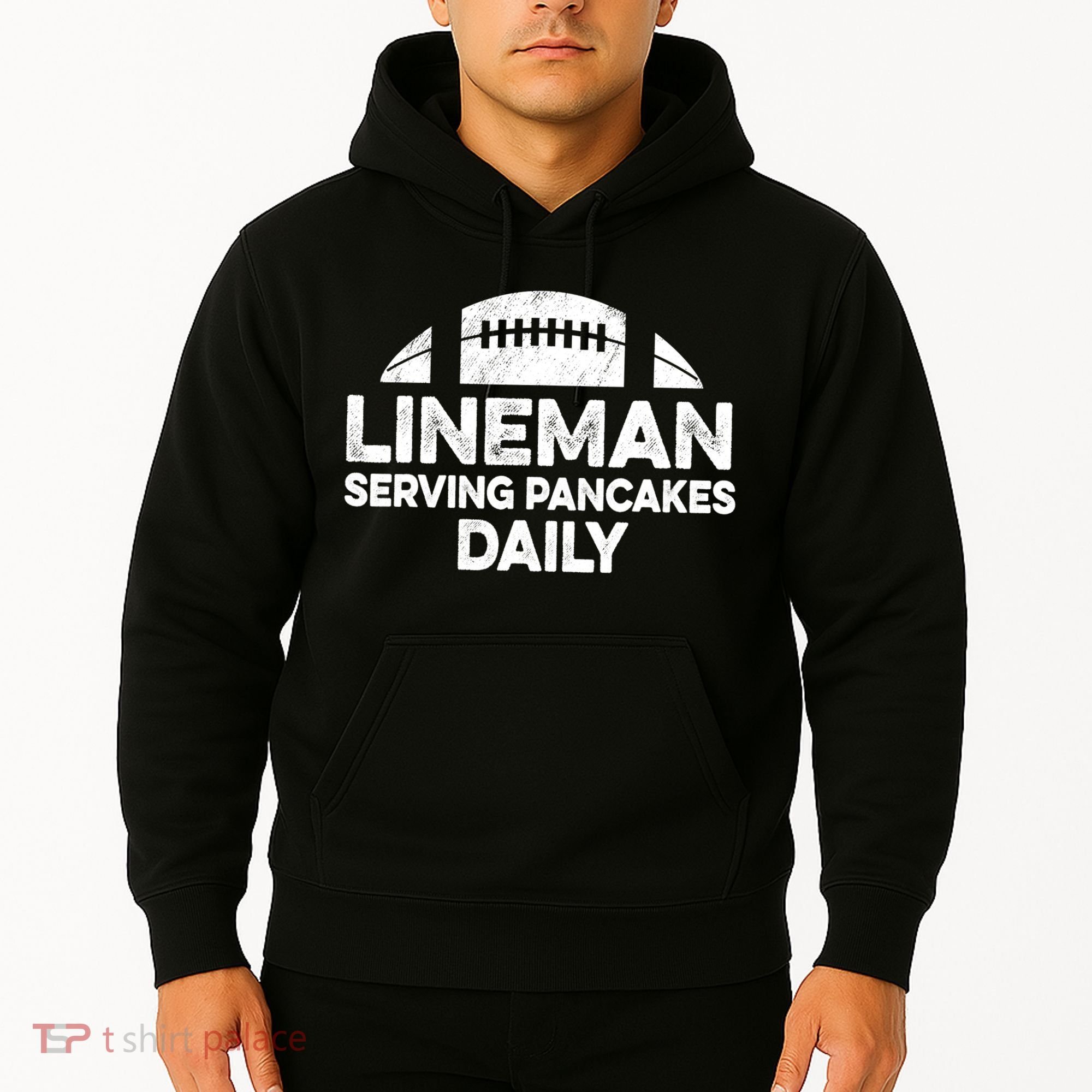 Mens Lineman Serving Pancakes Daily Football Offensive Lineman TShirt Hoodie