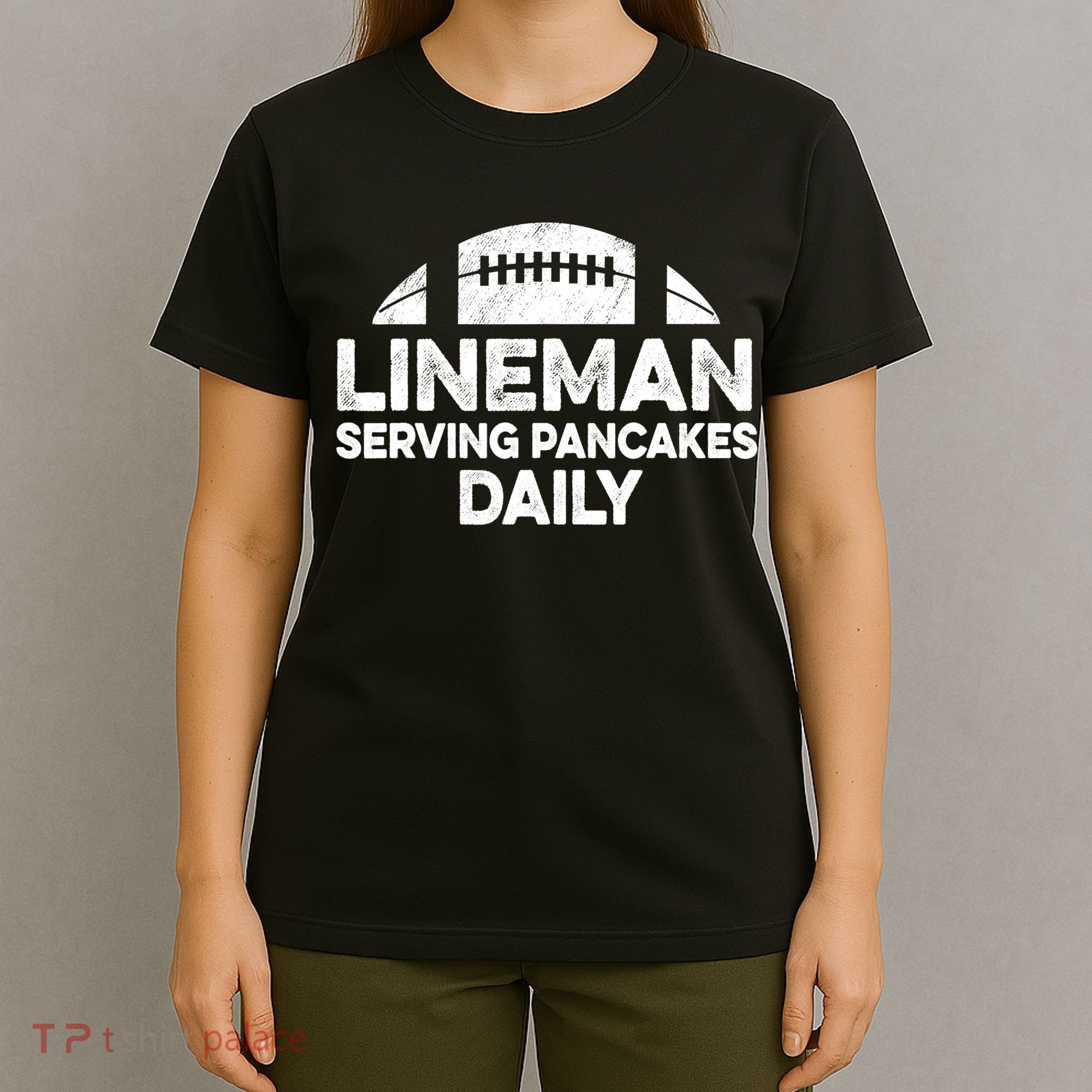 Mens Lineman Serving Pancakes Daily Football Offensive Lineman TShirt T-Shirt