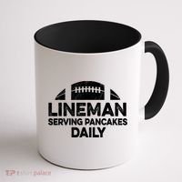 Mens Lineman Serving Pancakes Daily Football Offensive Lineman TShirt Coffee Mug thumb 1