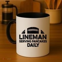 Mens Lineman Serving Pancakes Daily Football Offensive Lineman TShirt Coffee Mug thumb 4