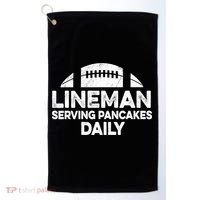 Mens Lineman Serving Pancakes Daily Football Offensive Lineman TShirt Golf Towel thumb 0