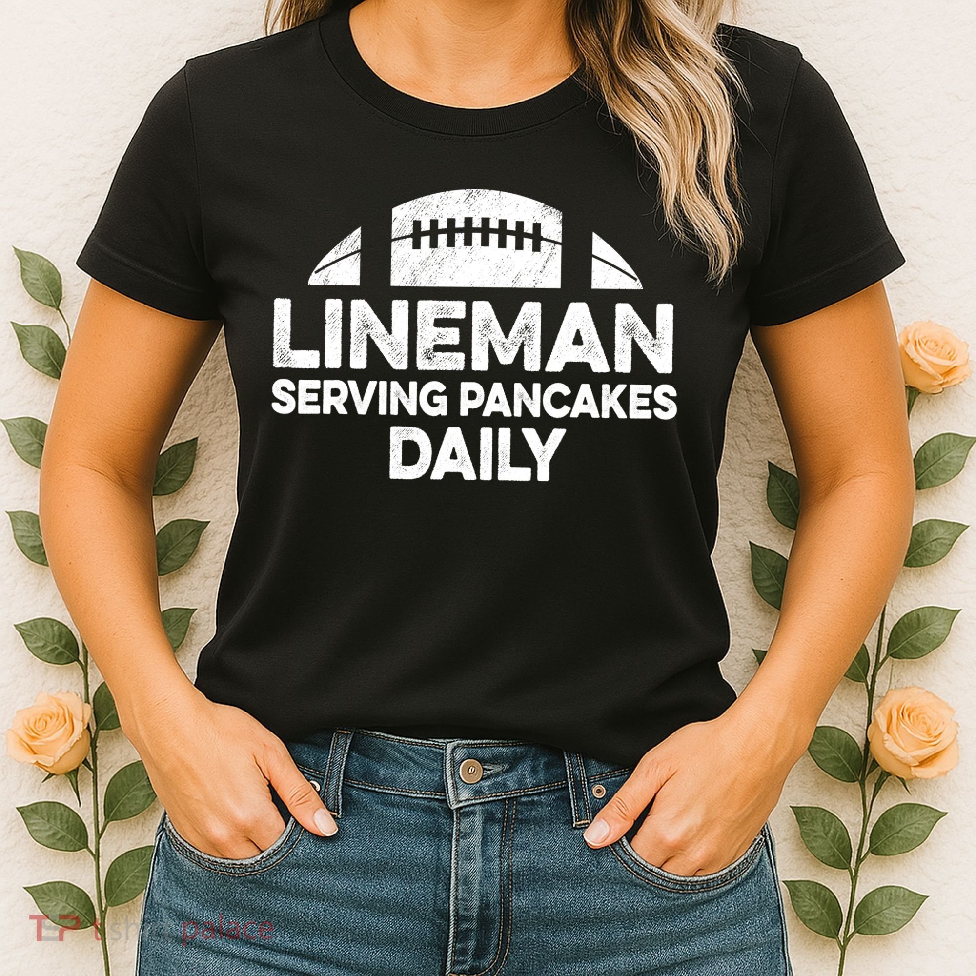 Mens Lineman Serving Pancakes Daily Football Offensive Lineman TShirt Women's T-Shirt