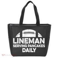 Mens Lineman Serving Pancakes Daily Football Offensive Lineman TShirt Tote Bag thumb 0