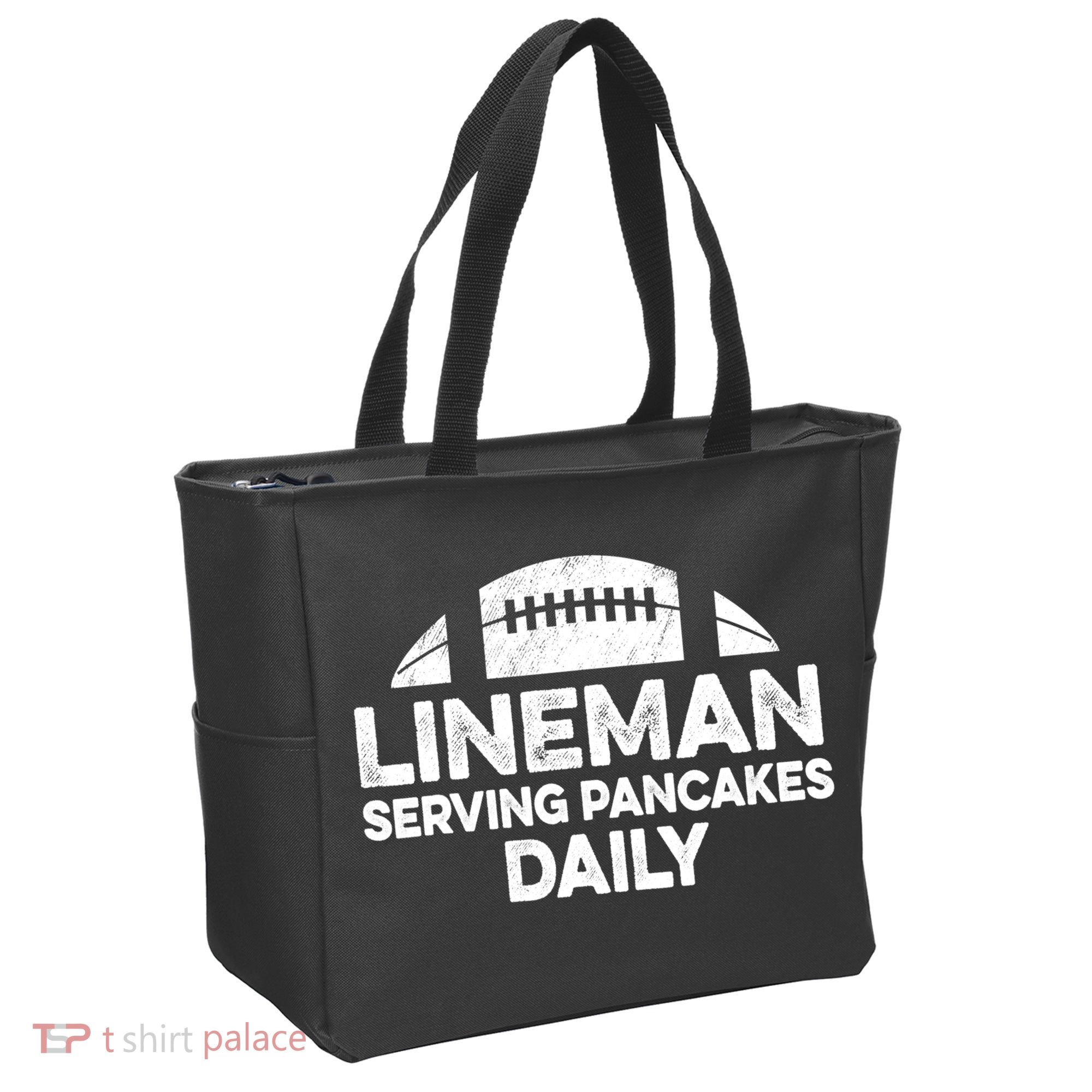 Mens Lineman Serving Pancakes Daily Football Offensive Lineman TShirt Tote Bag