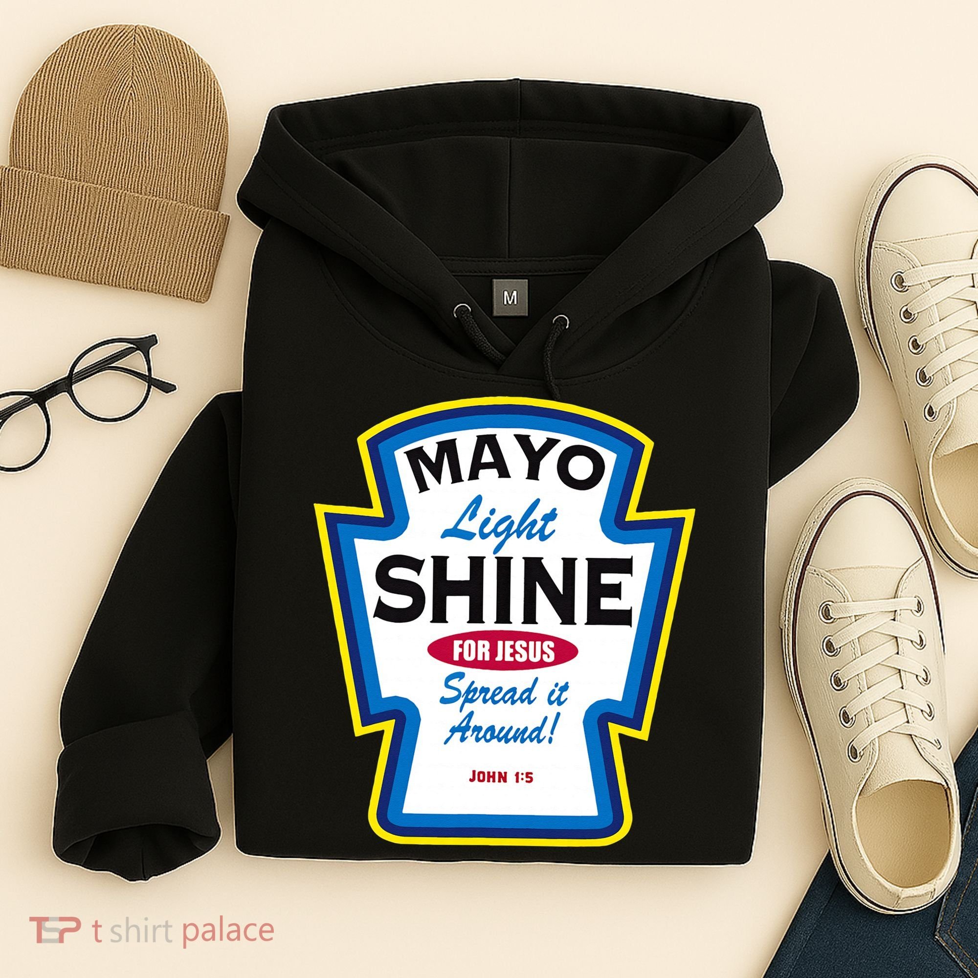 Mayo Light Shine Funny Christian Parody Hoodie