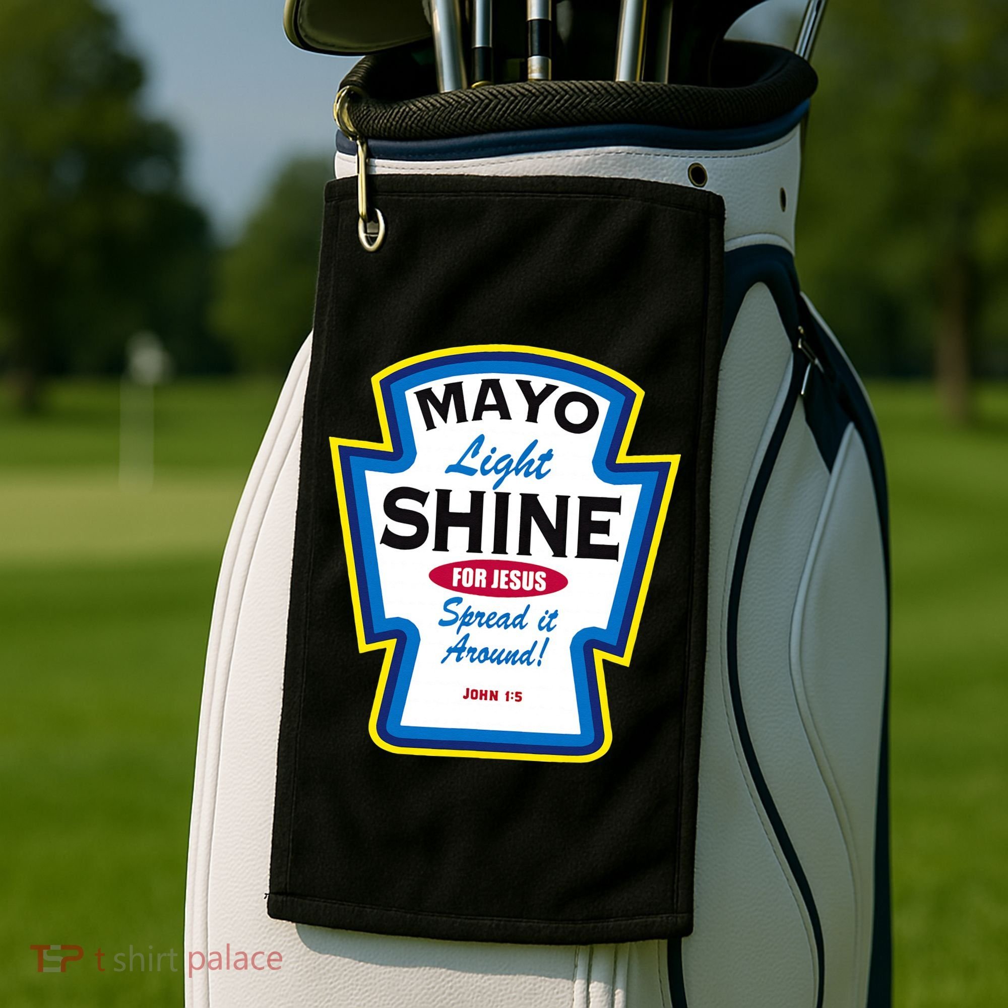 Mayo Light Shine Funny Christian Parody Golf Towel