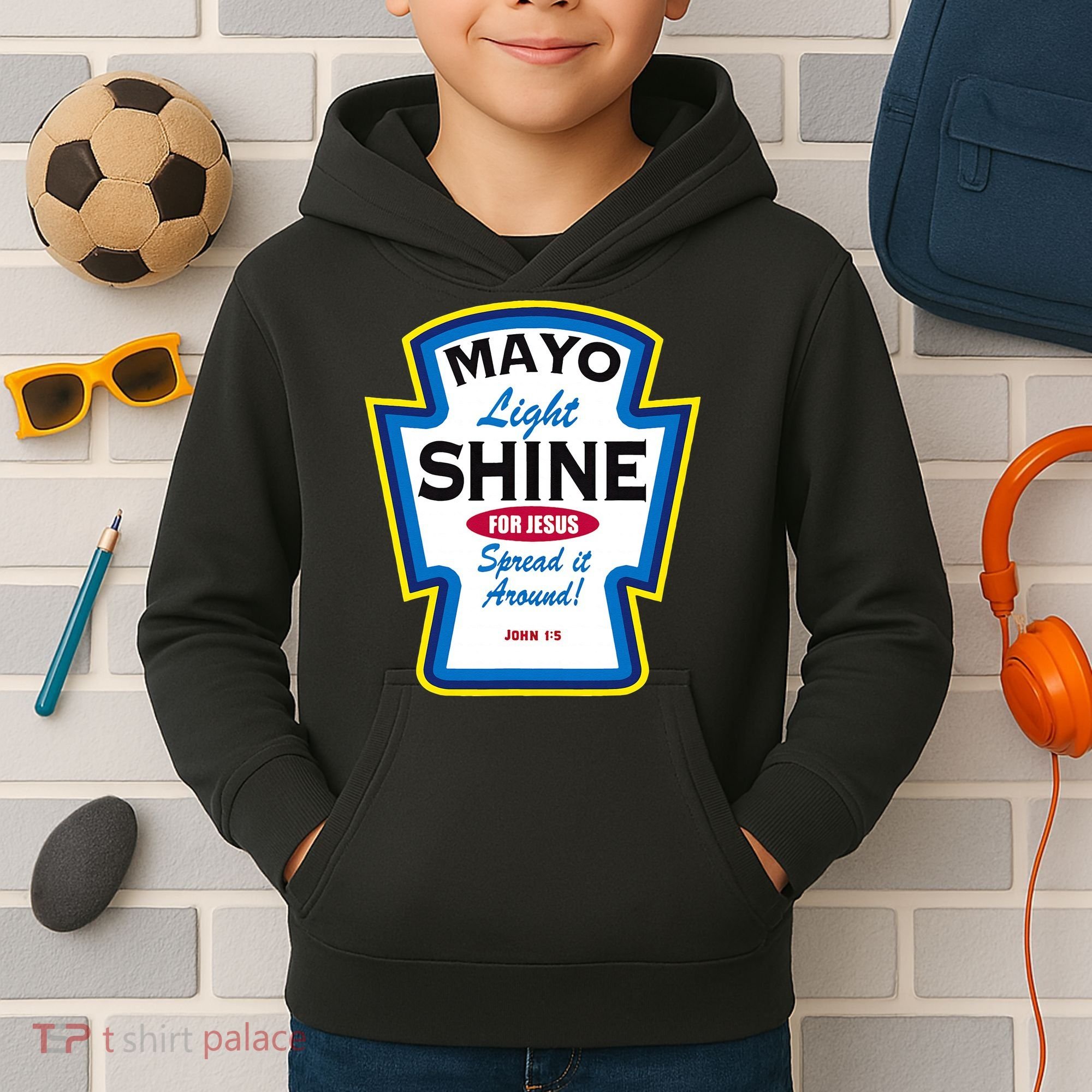 Mayo Light Shine Funny Christian Parody Kids Hoodie