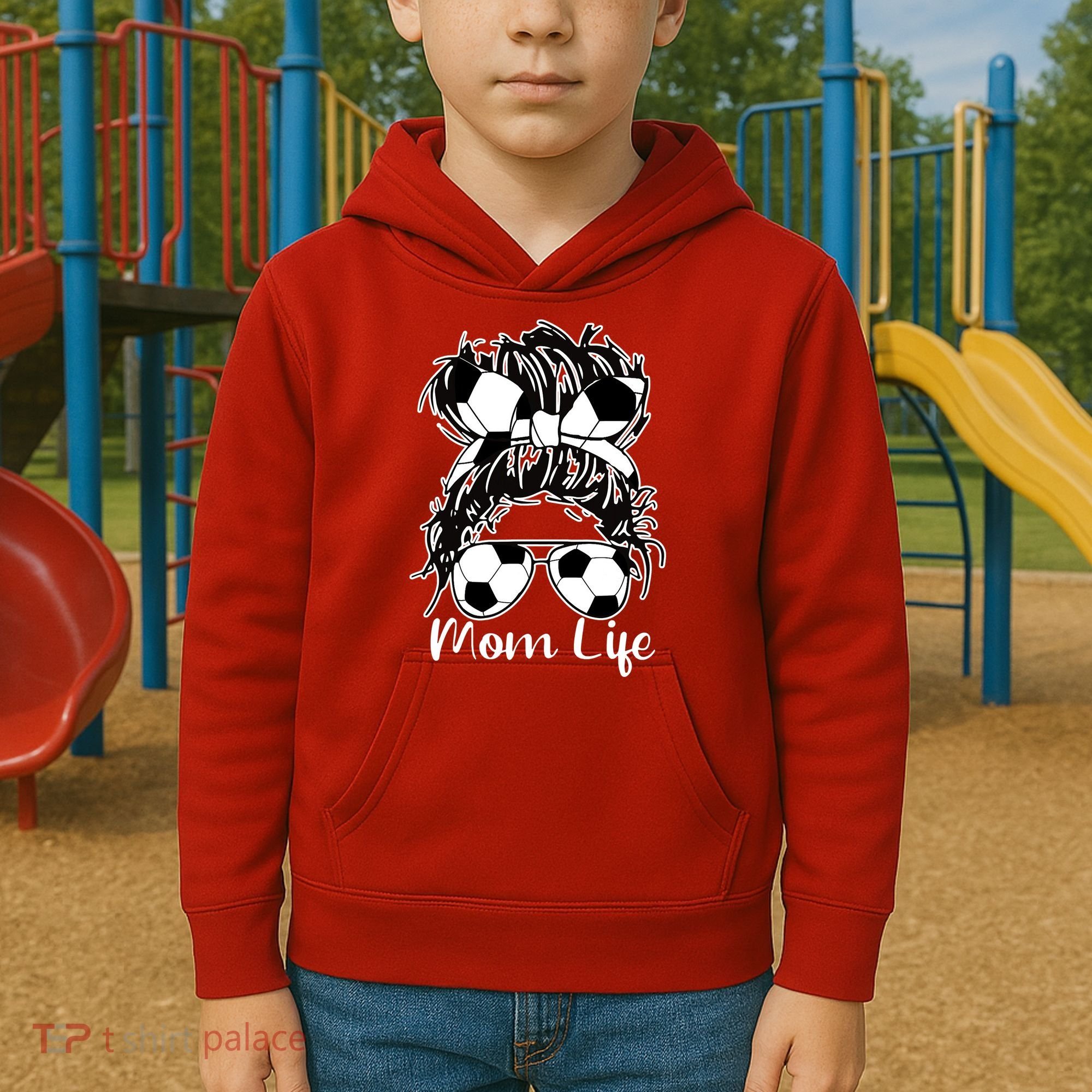 Mom Life Soccer Mom Kids Hoodie