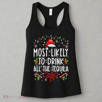 Most Likely To Drink All The Tequila Funny Christmas Women's Tank Top thumb 3
