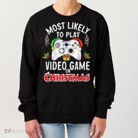 Most Likely To Play Video Games On Christmas Xmas Lights Women's Sweatshirt thumb 0