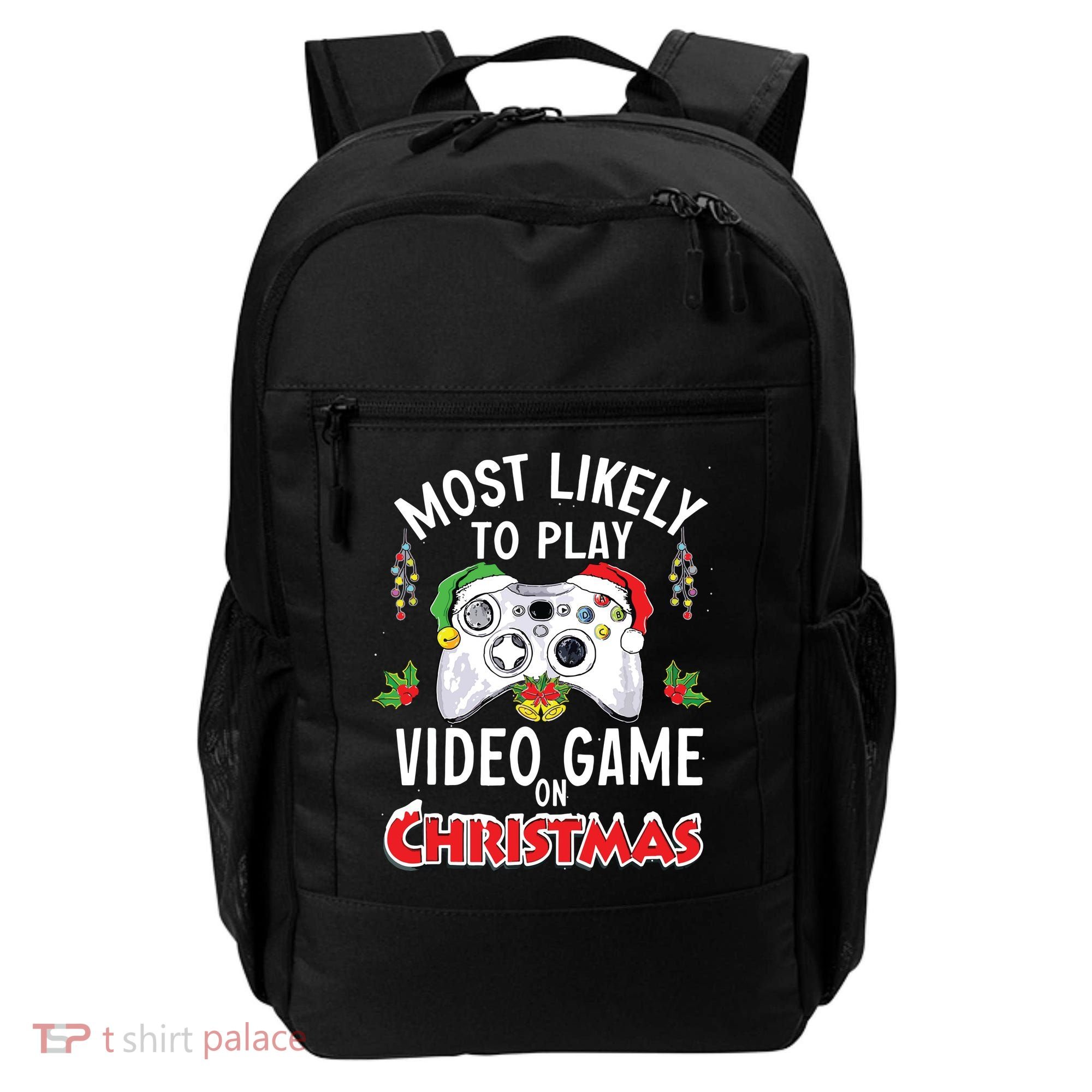 Most Likely To Play Video Games On Christmas Xmas Lights Backpack
