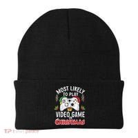 Most Likely To Play Video Games On Christmas Xmas Lights Beanie thumb 0