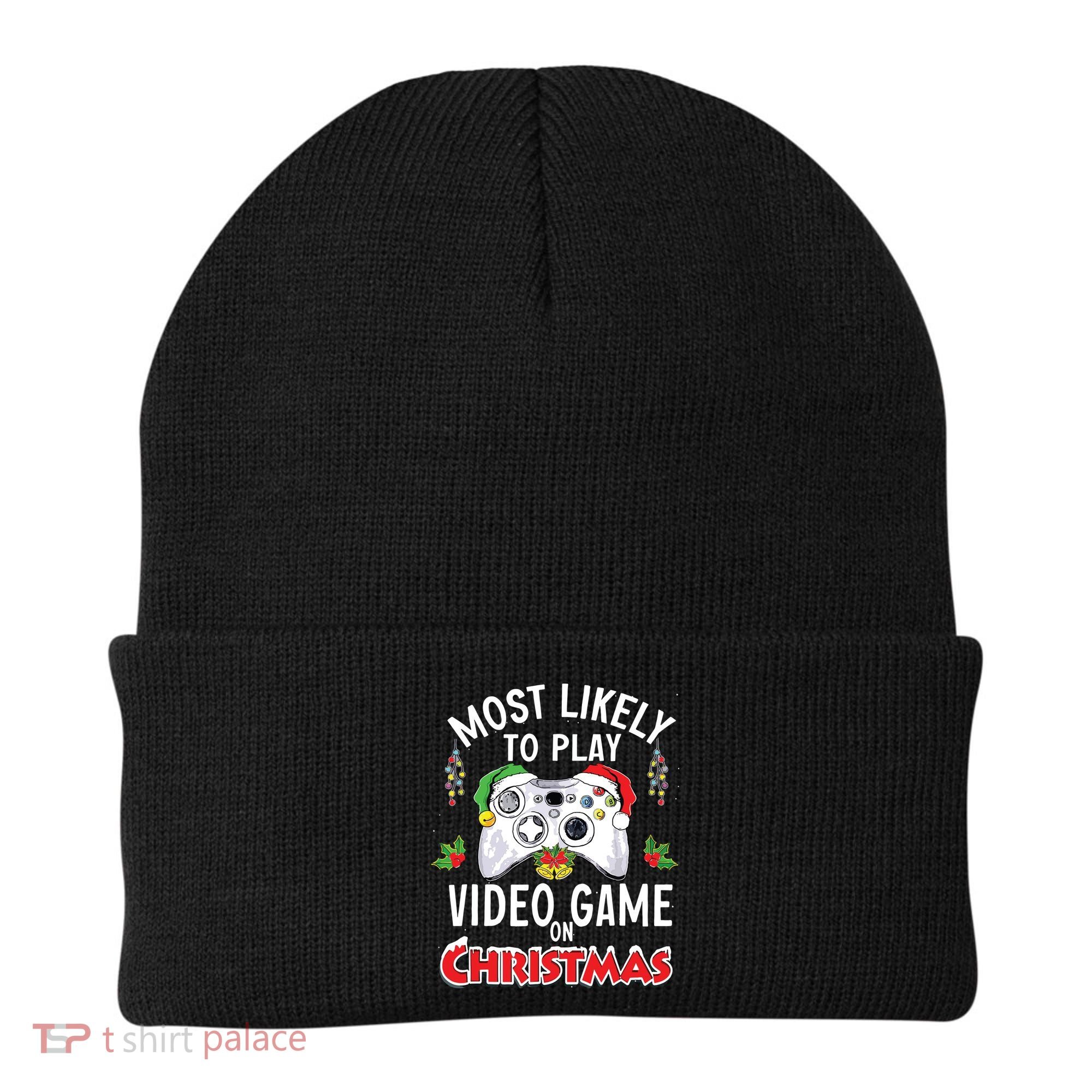 Most Likely To Play Video Games On Christmas Xmas Lights Beanie