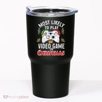Most Likely To Play Video Games On Christmas Xmas Lights Tumbler thumb 0