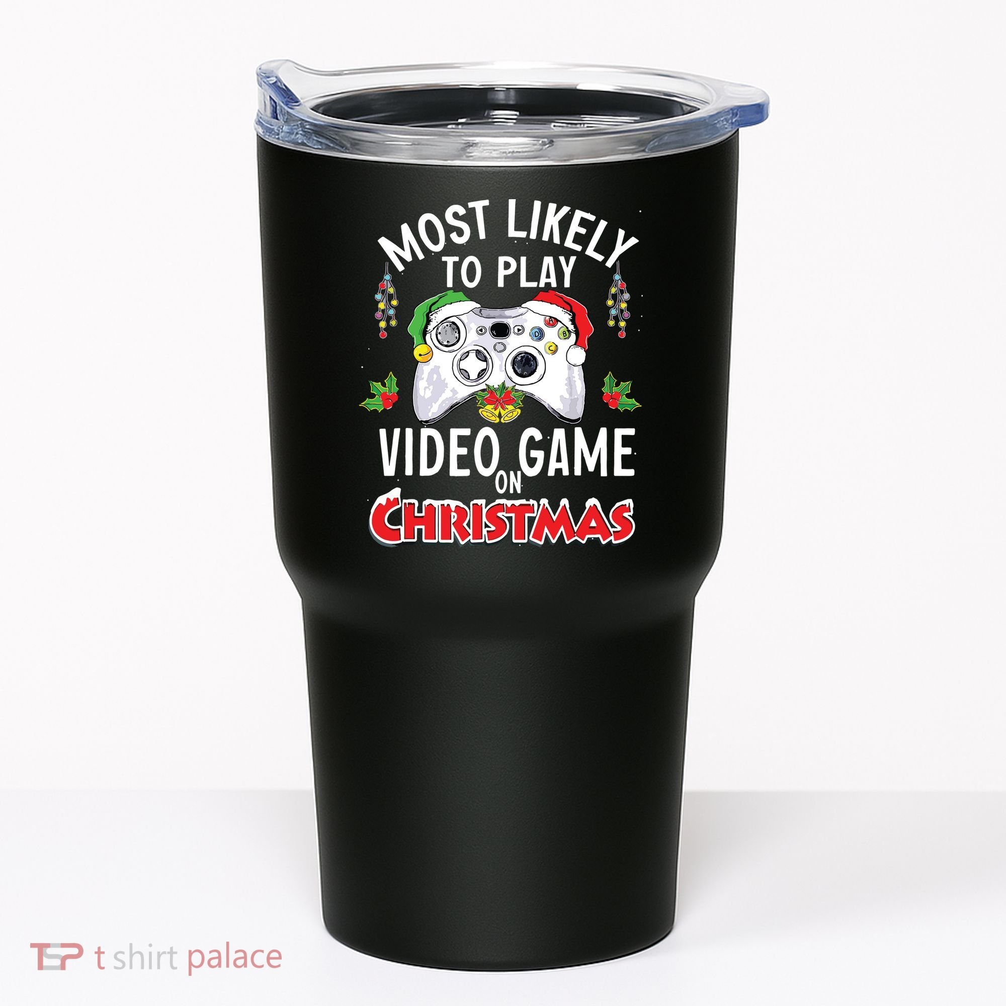 Most Likely To Play Video Games On Christmas Xmas Lights Tumbler