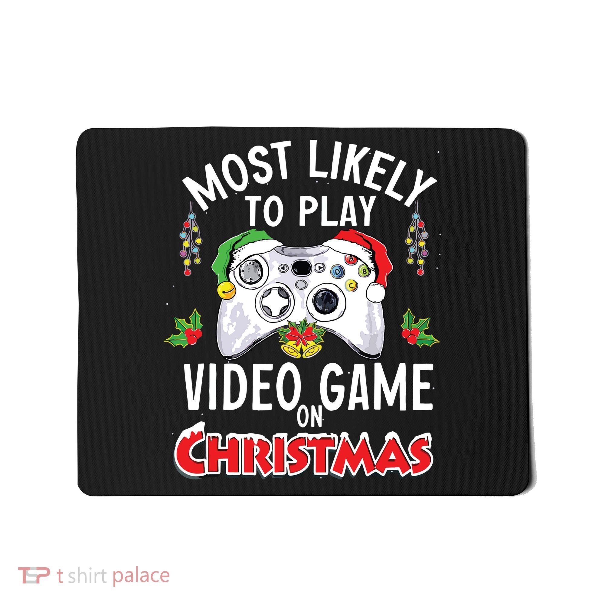 Most Likely To Play Video Games On Christmas Xmas Lights Mousepad