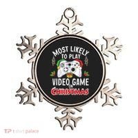 Most Likely To Play Video Games On Christmas Xmas Lights Ornament thumb 0