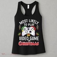 Most Likely To Play Video Games On Christmas Xmas Lights Women's Tank Top thumb 3