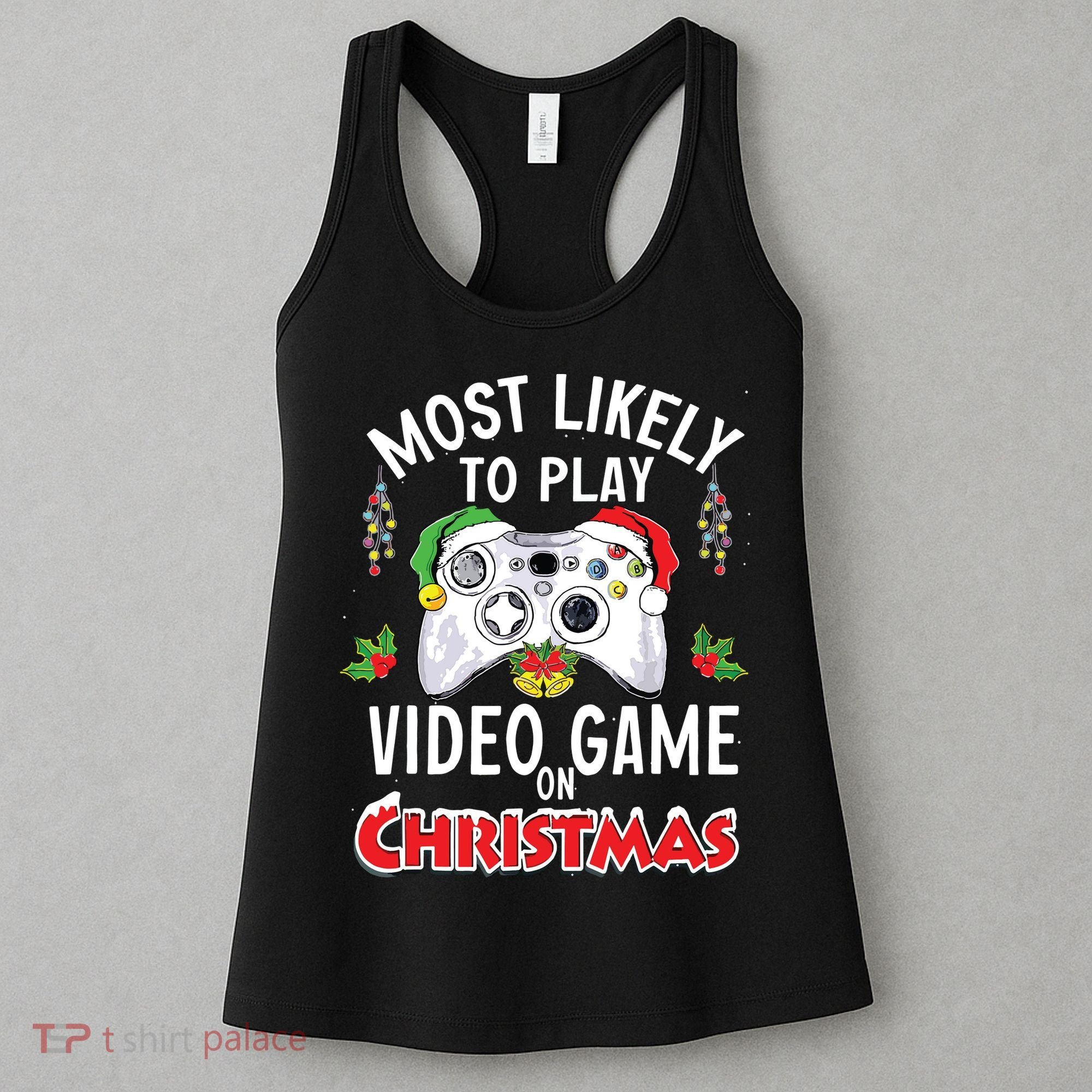 Most Likely To Play Video Games On Christmas Xmas Lights Women's Tank Top