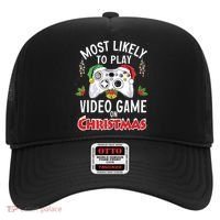 Most Likely To Play Video Games On Christmas Xmas Lights Hat thumb 0