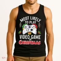 Most Likely To Play Video Games On Christmas Xmas Lights Tank Top thumb 3