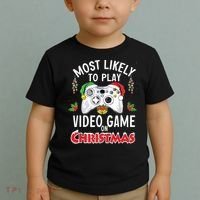 Most Likely To Play Video Games On Christmas Xmas Lights Toddler T-Shirt thumb 2