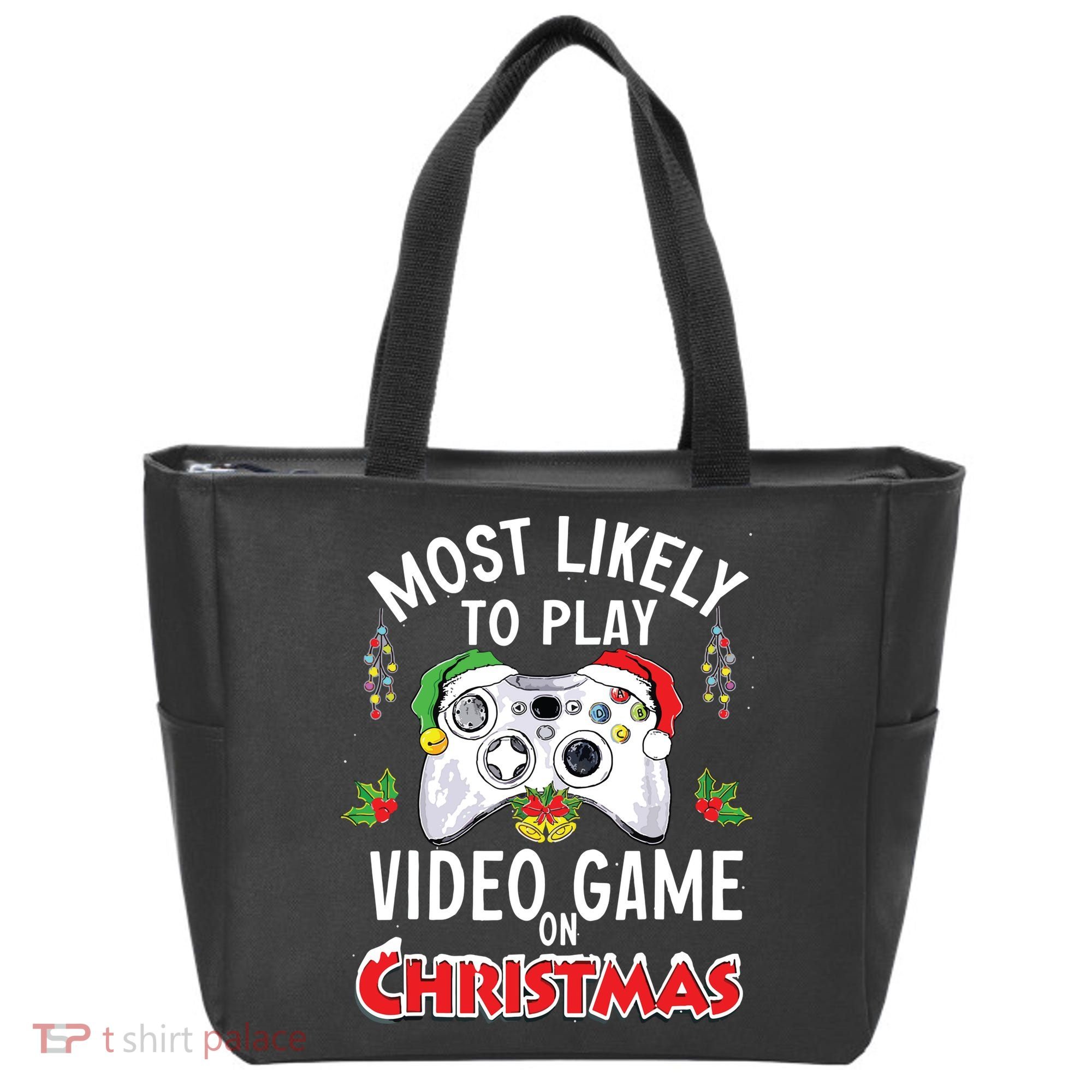 Most Likely To Play Video Games On Christmas Xmas Lights Tote Bag