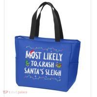 Most Likely To Crash SantaS Sleigh Christmas Matching Gift Tote Bag thumb 3