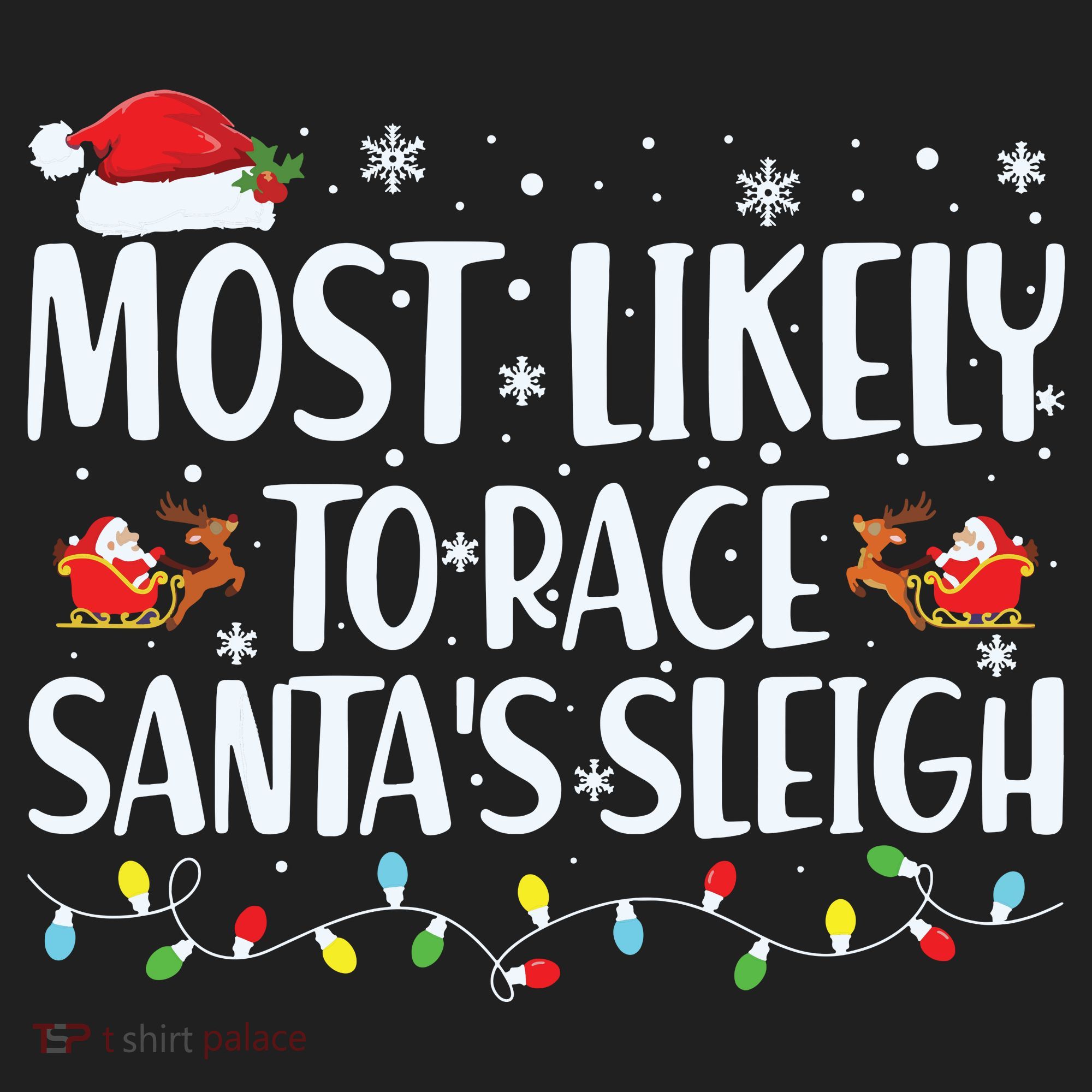 Most Likely To Race Santas Sleigh Family Christmas Pajamas Beanie