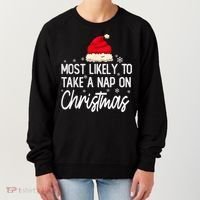Most Likely To Take A Nap On Christmas Family Christmas Women's Sweatshirt thumb 0