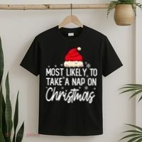 Most Likely To Take A Nap On Christmas Family Christmas T-Shirt thumb 2