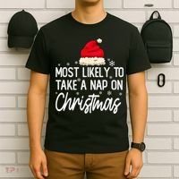 Most Likely To Take A Nap On Christmas Family Christmas T-Shirt thumb 6