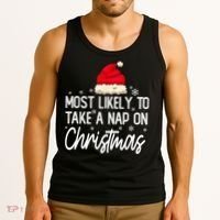 Most Likely To Take A Nap On Christmas Family Christmas Tank Top thumb 3