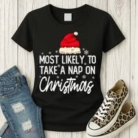 Most Likely To Take A Nap On Christmas Family Christmas Women's T-Shirt thumb 3