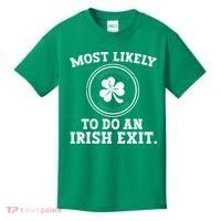 Most Likely To Do An Irish Exit Funny St Patricks Day Kids T-Shirt thumb 0