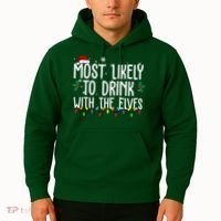Most Likely To Drink With The Elves Funny Christmas Hoodie thumb 2
