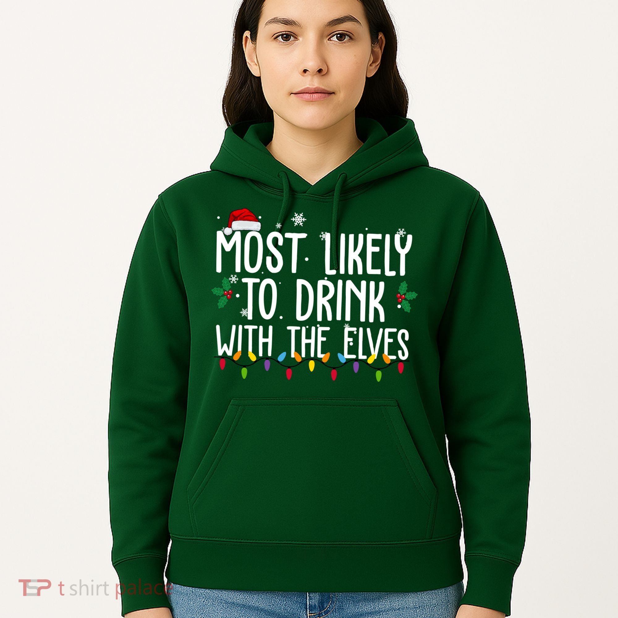 Most Likely To Drink With The Elves Funny Christmas Hoodie