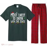 Most Likely To Drink With The Elves Funny Christmas Pajama Set thumb 0