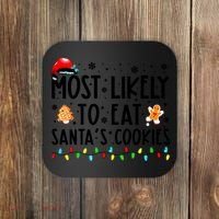 Most Likely To Eat Santas Cookies Family Christmas Matching Coaster thumb 0