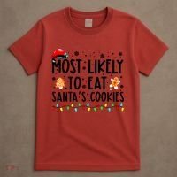 Most Likely To Eat Santas Cookies Family Christmas Matching T-Shirt thumb 4