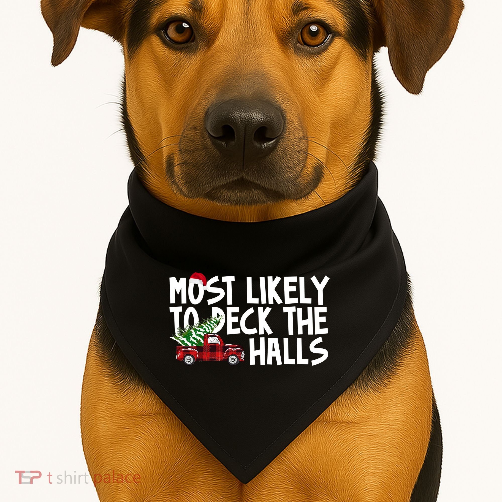 Most Likely To Deck The Halls Christmas Holiday USA-Made Doggie Bandana