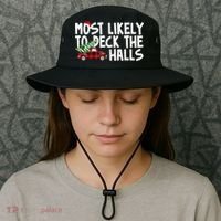 Most Likely To Deck The Halls Christmas Holiday Bucket Hat thumb 3