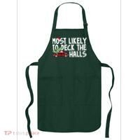 Most Likely To Deck The Halls Christmas Holiday Apron thumb 0