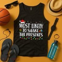 Most Likely To Shake The Presents Family Matching Christmas Tank Top thumb 4