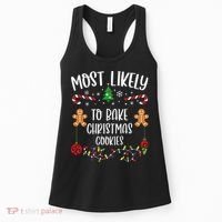 Most Likely To Bake Christmas Cookies Funny Christmas Family Matching Cute Chr Women's Tank Top thumb 0