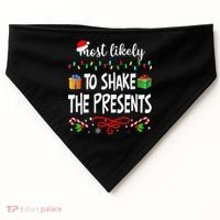 Most Likely To Shake The Presents Family Matching Christmas  USA-Made Doggie Bandana thumb 0